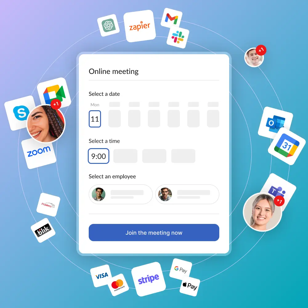 Booking, client, video call - one screen
