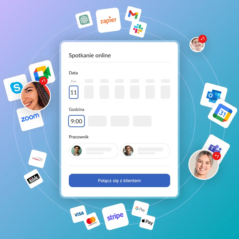 Wizyta, klient, spotkanie online - jeden ekran