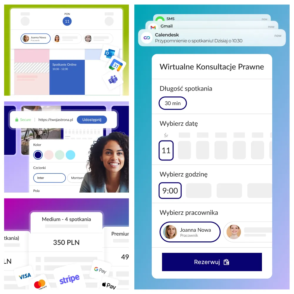 Nowoczesny system rezerwacji dopasowany do kancelarii prawnych